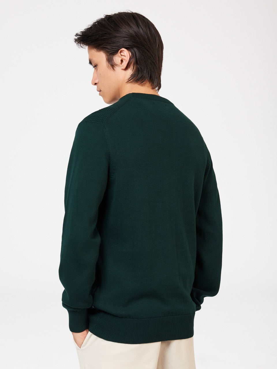 Prendas De Punto Ben Sherman Textured Crewneck Verde Oscuro | LZ4953601