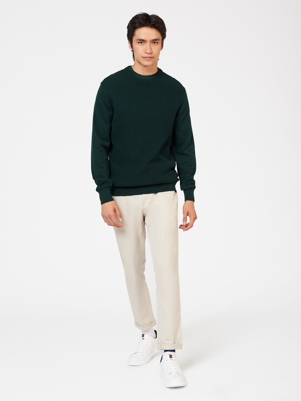 Prendas De Punto Ben Sherman Textured Crewneck Verde Oscuro | LZ4953601