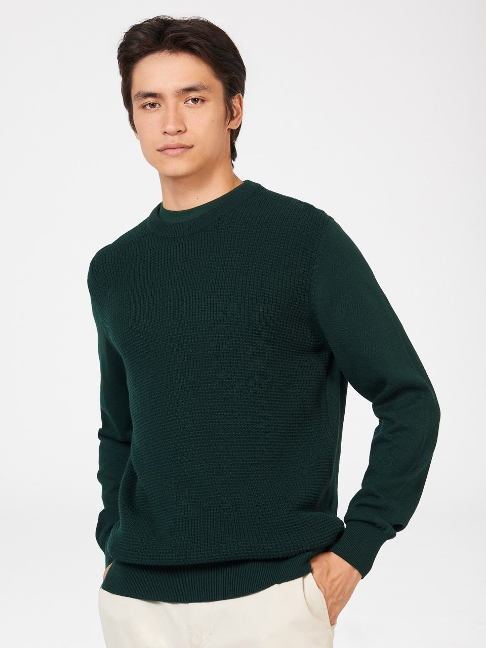 Prendas De Punto Ben Sherman Textured Crewneck Verde Oscuro | LZ4953601