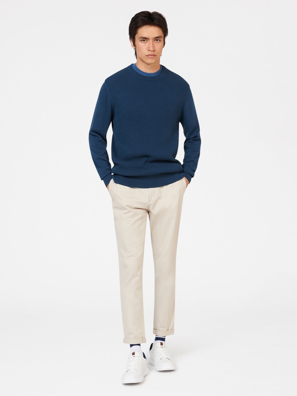 Prendas De Punto Ben Sherman Textured Crewneck Indigo | JK2934560