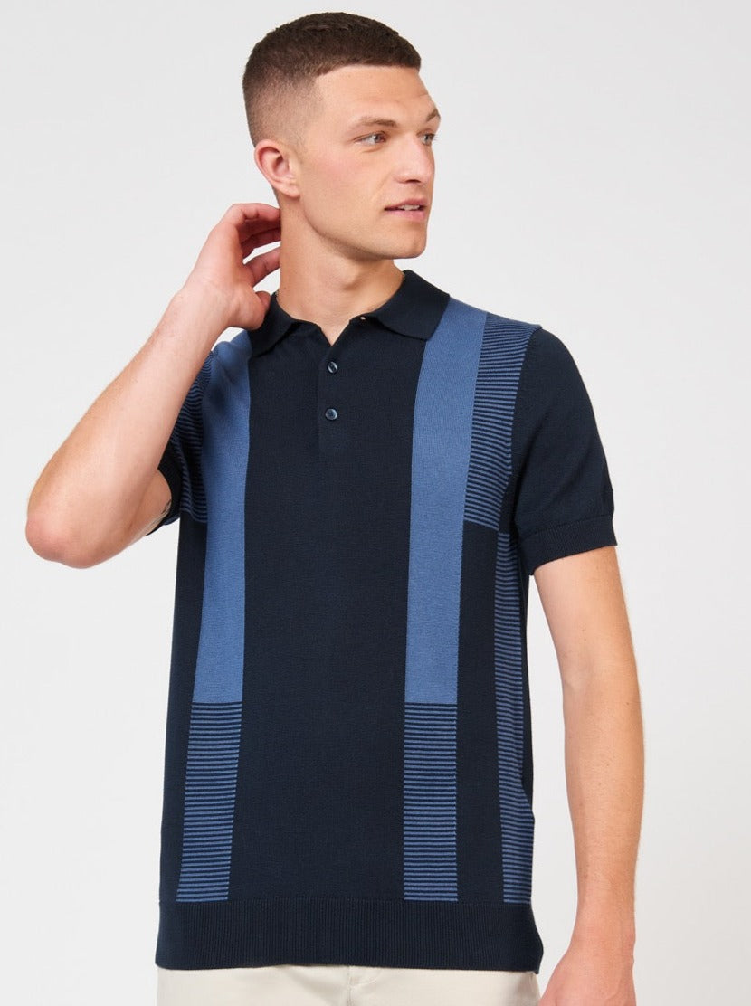 Suéteres De Cuello Polo Ben Sherman Intarsia Stripe Azul Marino | KJ0563489